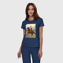 Пижама хлопковая женская Николай II на коне, цвет: тёмно-синий — фото 2