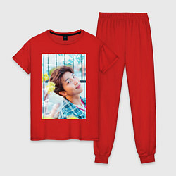 Пижама хлопковая женская Handsome Namjoon, цвет: красный