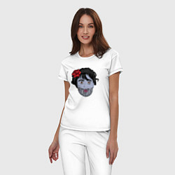 Пижама хлопковая женская Уэнсдэй зомби арт, цвет: белый — фото 2