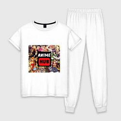 Пижама хлопковая женская AnimeHub, цвет: белый