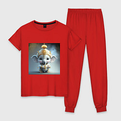 Пижама хлопковая женская Удивительный слонёнок, цвет: красный