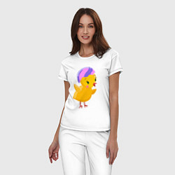 Пижама хлопковая женская Цыплёнок вылупился из яичка, цвет: белый — фото 2