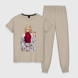 Пижама хлопковая женская Майки на стиле - токийские мстители, цвет: миндальный