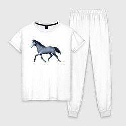 Пижама хлопковая женская Голштинская лошадь, цвет: белый