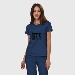 Пижама хлопковая женская BTS logo, цвет: тёмно-синий — фото 2