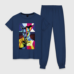 Пижама хлопковая женская Salvador Dali: Neural network, цвет: тёмно-синий