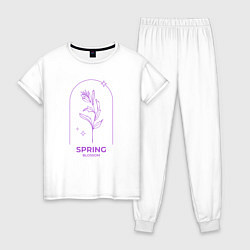 Пижама хлопковая женская Spring Blossom Весеннее Цветение, цвет: белый
