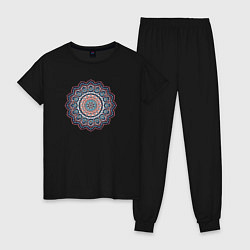 Пижама хлопковая женская Индийская Mandala, цвет: черный