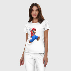 Пижама хлопковая женская Марио прыгает, цвет: белый — фото 2