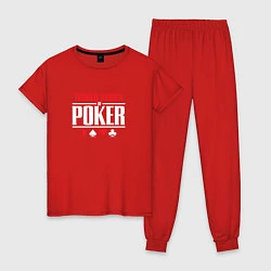 Пижама хлопковая женская Мировая серия покера, цвет: красный
