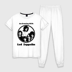 Пижама хлопковая женская Led Zeppelin retro, цвет: белый