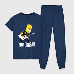 Пижама хлопковая женская Motorhead Барт Симпсон рокер, цвет: тёмно-синий