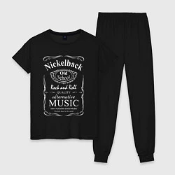 Пижама хлопковая женская Nickelback в стиле Jack Daniels, цвет: черный