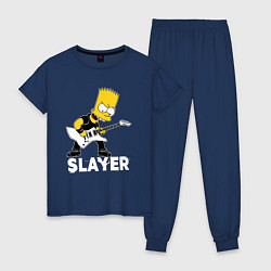 Пижама хлопковая женская Slayer Барт Симпсон рокер, цвет: тёмно-синий
