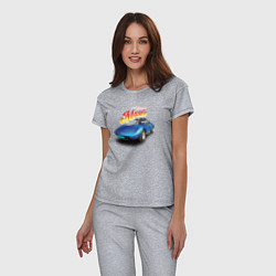 Пижама хлопковая женская Маслкар Chevrolet Corvette Stingray, цвет: меланж — фото 2