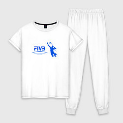Пижама хлопковая женская FIVB, цвет: белый