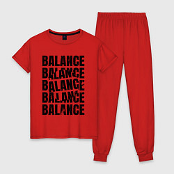 Пижама хлопковая женская Balance надпись с кругом, цвет: красный