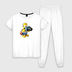 Пижама хлопковая женская Гомер фотограф, цвет: белый
