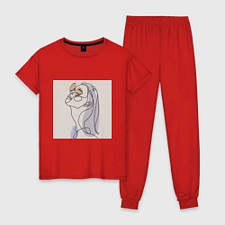 Пижама хлопковая женская Леди, цвет: красный