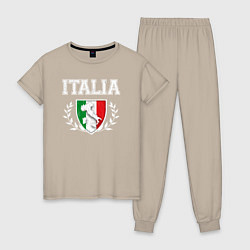 Пижама хлопковая женская Italy map, цвет: миндальный