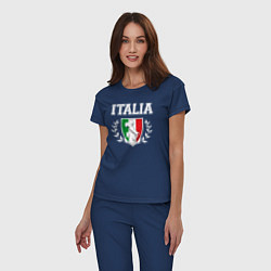 Пижама хлопковая женская Italy map, цвет: тёмно-синий — фото 2