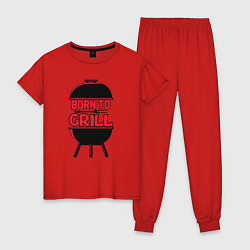 Пижама хлопковая женская Born to grill, цвет: красный