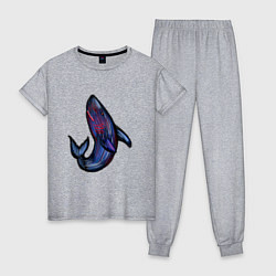 Пижама хлопковая женская Злая акула, цвет: меланж