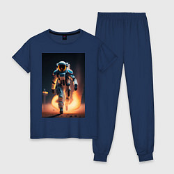 Пижама хлопковая женская Брутальный астронавт, цвет: тёмно-синий