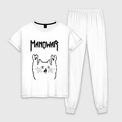 Пижама хлопковая женская Manowar - rock cat, цвет: белый