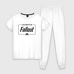 Пижама хлопковая женская Fallout gaming champion: рамка с лого и джойстиком, цвет: белый