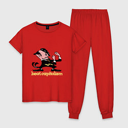 Пижама хлопковая женская Beat capitalism, цвет: красный