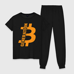 Пижама хлопковая женская Поколение биткоин, цвет: черный