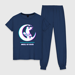 Пижама хлопковая женская Символ Angels of Death в стиле glitch, цвет: тёмно-синий