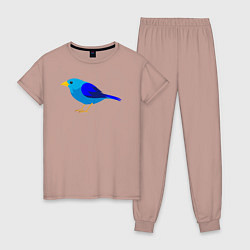 Пижама хлопковая женская Синяя птичка, цвет: пыльно-розовый