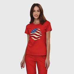 Пижама хлопковая женская Flag USA, цвет: красный — фото 2