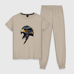 Пижама хлопковая женская Беркут - хищная птица, цвет: миндальный