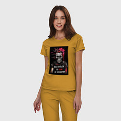 Пижама хлопковая женская Все пропьем но панк не опозорим, цвет: горчичный — фото 2