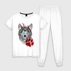 Пижама хлопковая женская Призрачный волк, цвет: белый