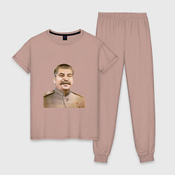 Пижама хлопковая женская Товарищ Сталин бюст, цвет: пыльно-розовый