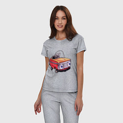 Пижама хлопковая женская Машинка москвич, цвет: меланж — фото 2