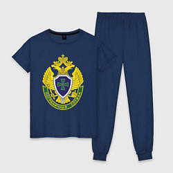Пижама хлопковая женская Пограничные войска - герб, цвет: тёмно-синий