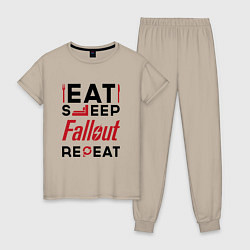 Женская пижама Надпись: eat sleep Fallout repeat