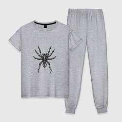 Пижама хлопковая женская Страшный паук, цвет: меланж