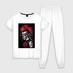 Пижама хлопковая женская Панк зомби, цвет: белый