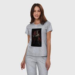 Пижама хлопковая женская Девушка с катаной самурай, цвет: меланж — фото 2