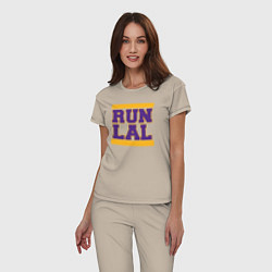 Пижама хлопковая женская Run Lakers, цвет: миндальный — фото 2