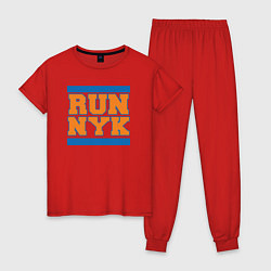 Пижама хлопковая женская Run New York Knicks, цвет: красный