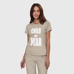 Пижама хлопковая женская Child of war, цвет: миндальный — фото 2