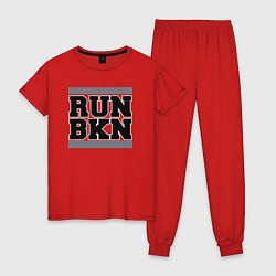 Пижама хлопковая женская Run Brooklyn Nets, цвет: красный