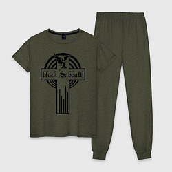Пижама хлопковая женская Black Sabbath Cross, цвет: меланж-хаки
